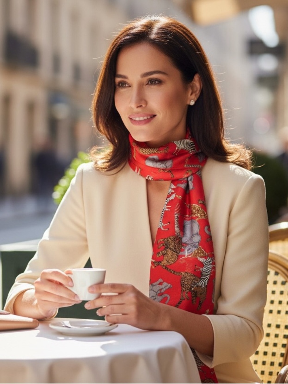 Red Animal Print Lightweight Women's Scarf